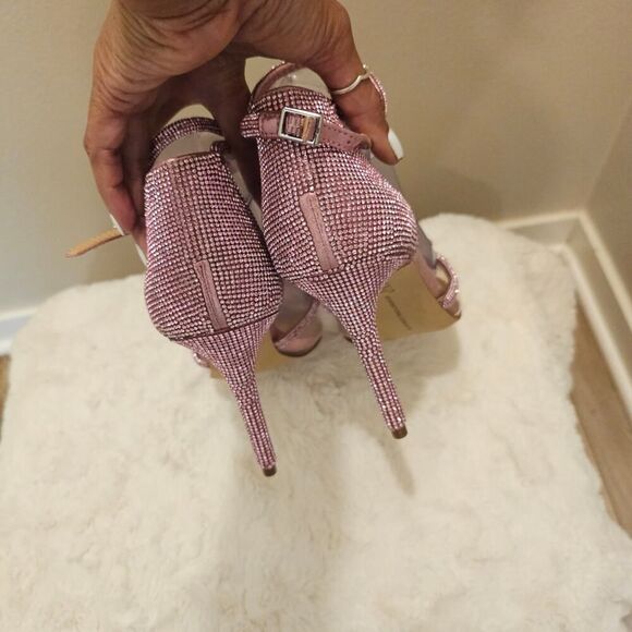 I.N.C. Layne Translucent Pointy Toe Glitter Ankle Strap Pink Heels Size 9.5 - Picture 5 of 7